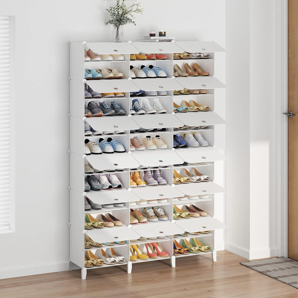 Portable 72 Pair Shoe Rack Organizer White T99127