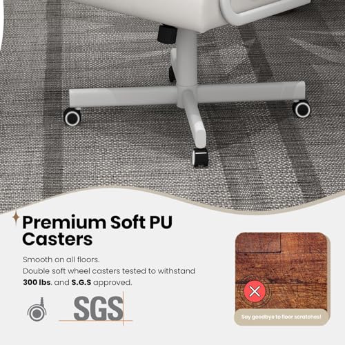 Set of Caster Swivel Tilt Dinning Chairs with Padded Armrest and Metal Frame V71899