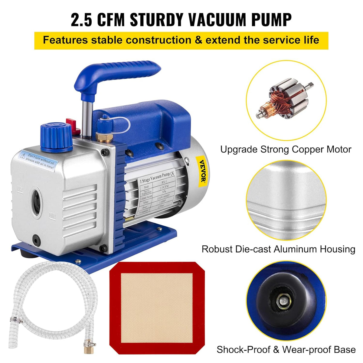 1.5 Gallon Stainless Steel Vacuum Chamber Kit with 2.5 CFM Vacuum Pump B69299