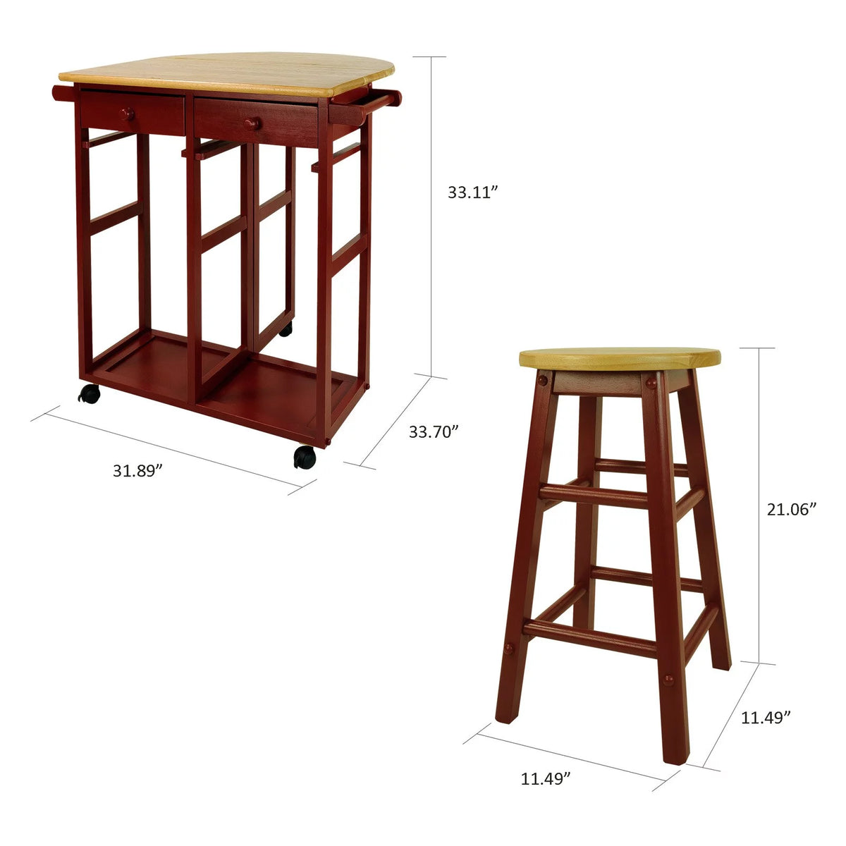 White Kitchen Cart with Drop-Leaf Table Q525