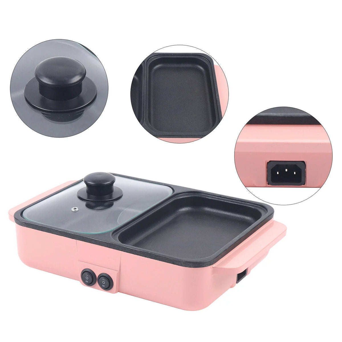 2 in 1 Electric BBQ Grill Pan Hot Pot I8838