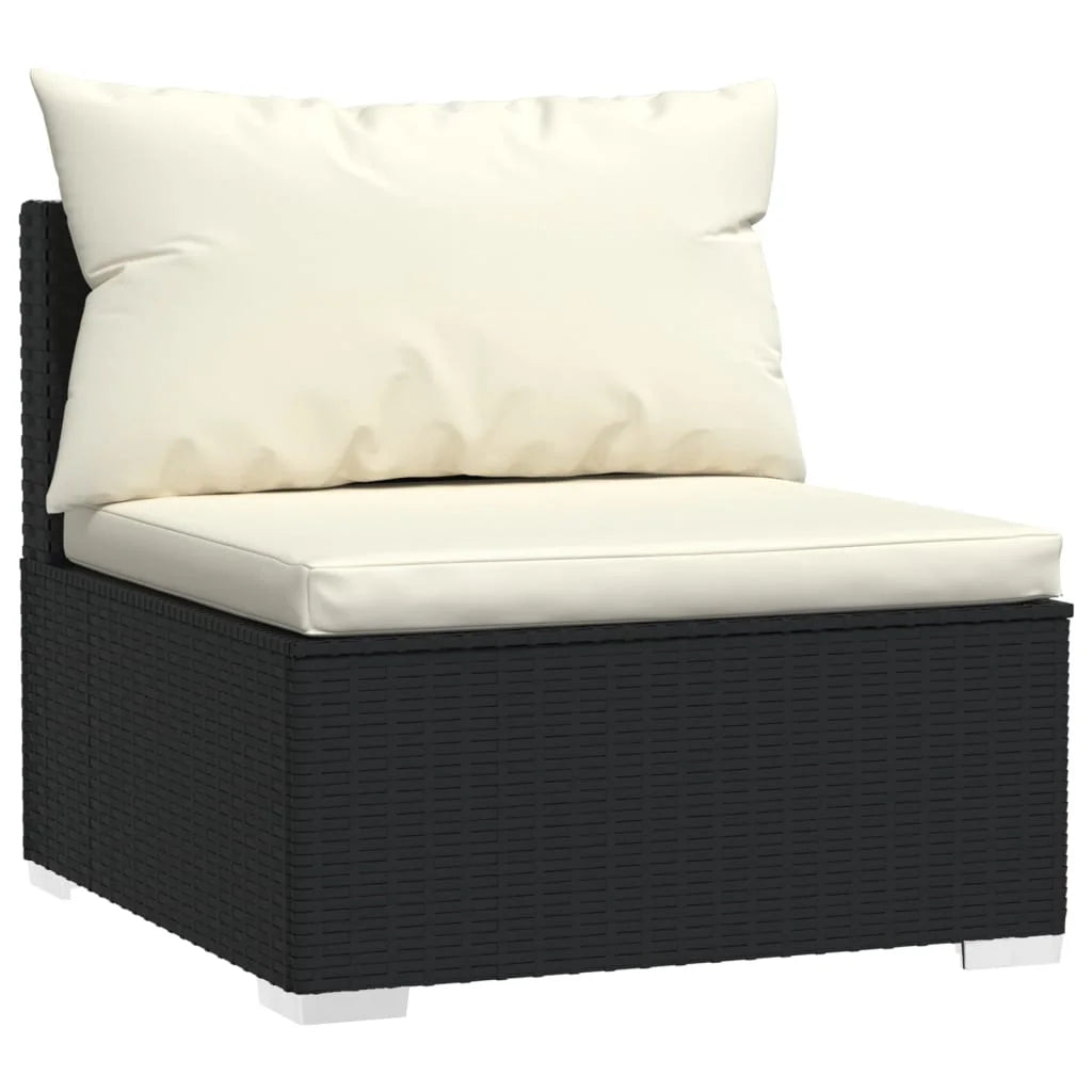 9 Piece Patio Set with Cushions Poly Rattan Black W50600