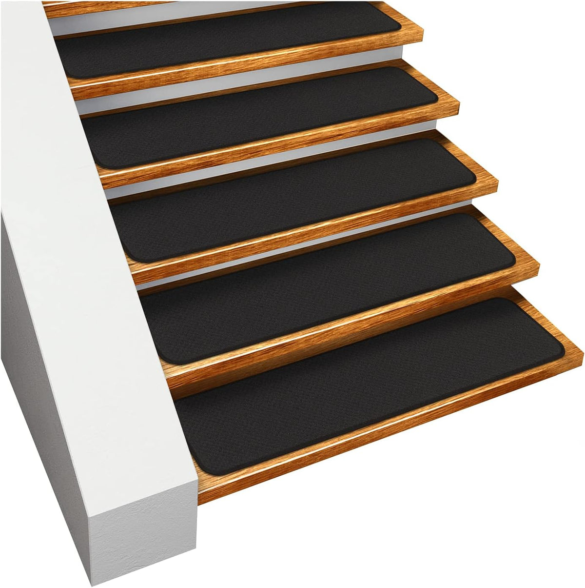 Set of 12 Skid-Resistant Carpet Stair Treads Black 8 Inches X 23.5 Inches G231