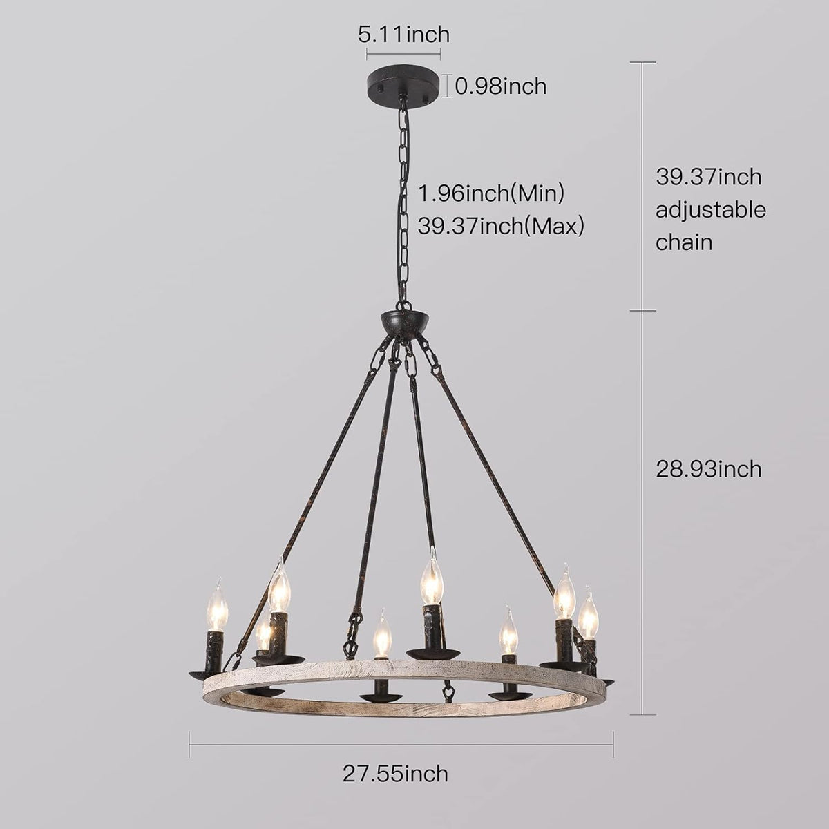 8-Lights Wagon Wheel Chandelier L639