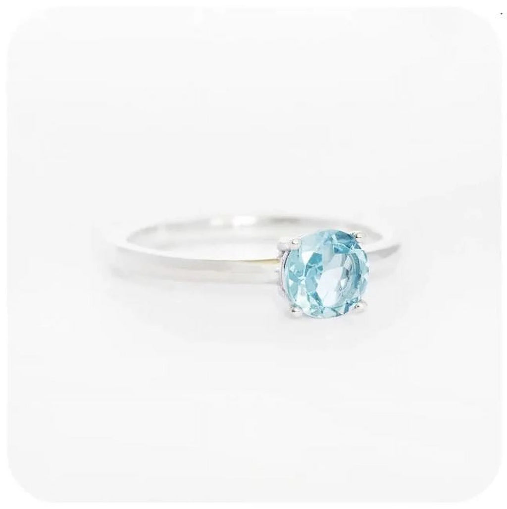 Topaz Solitaire Ring 925 Sterling Silver Gemstone Jewelry J952232