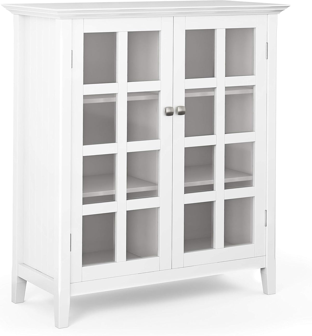 Solid Wood 39 inch Wide Storage Cabinet in Black with 2 Tempered Glass Doors and 4 Adjustable Shelves Y132849