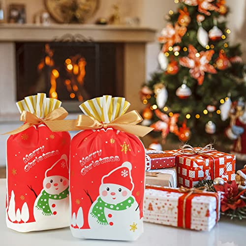 30 Pc Foil Drawstring Christmas Gift Bags Assorted Sizes F83746