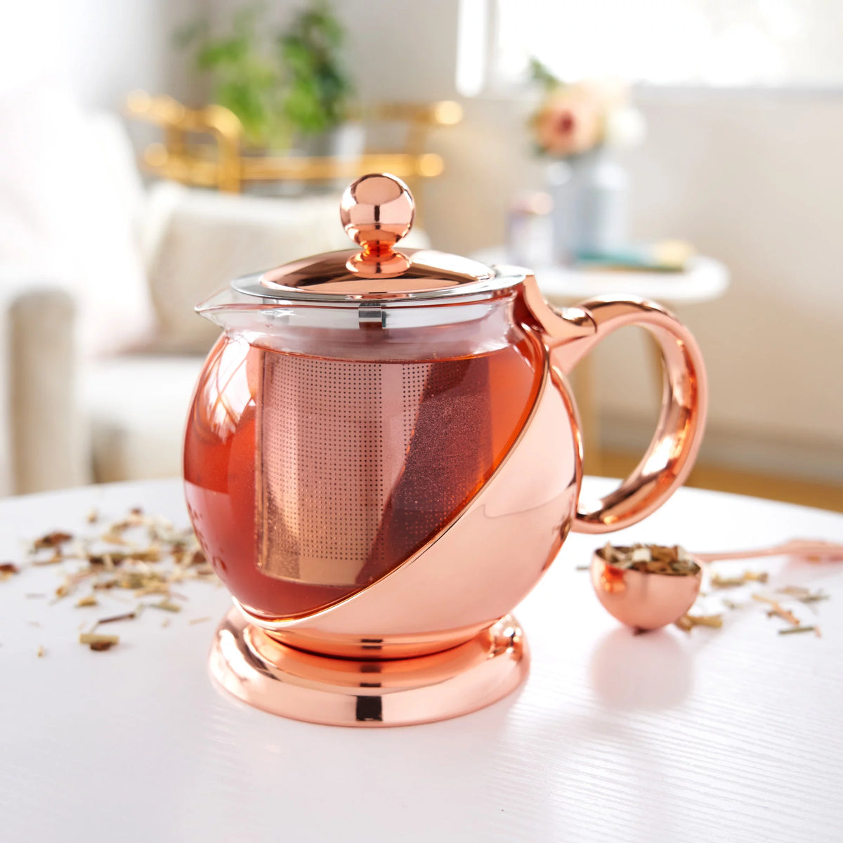 Rose Gold Glass Teapot with Infuser 24 Oz G716002
