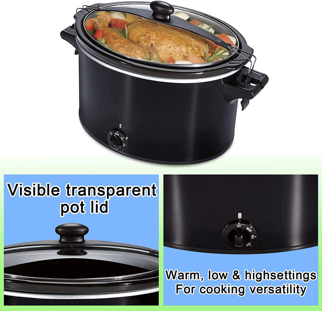 Black 10-Quart Slow Cooker with Lid Lock X318548
