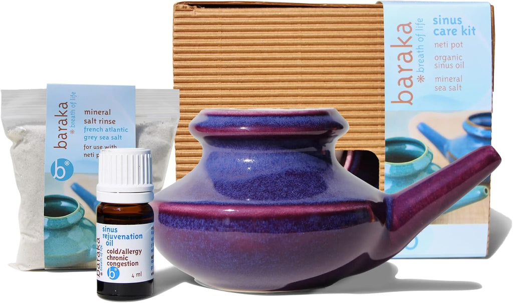 Neti Pot, 5 ml Essential Oil, 2 oz Mineral Salt Rinse Pack of 2 A44997