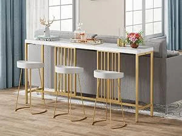 70.9 Inch Extra Long White and Gold Console Table Q384406
