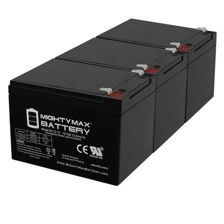 3 Pack 12V 12Ah F2 Sealed Lead Acid Rechargeable Battery S502878