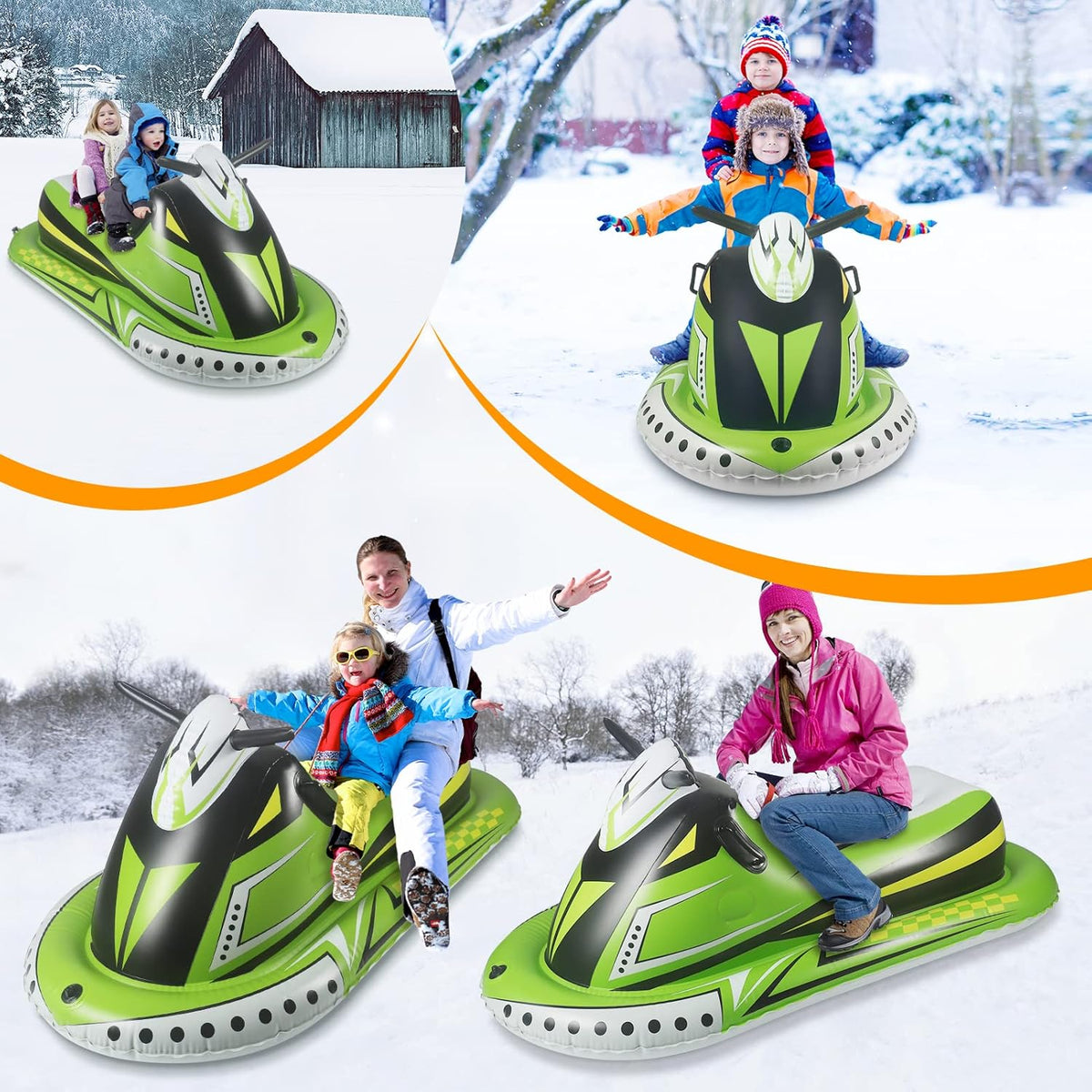 Heavy Duty Inflatable Snow Sled with Reinforced Handles and Drawstring S2962