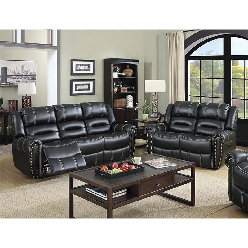 Black Faux Leather Glider Recliner L12509