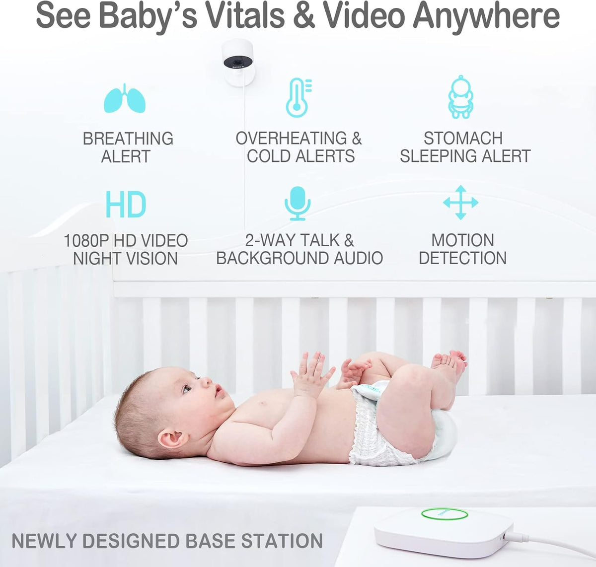 Green Video Baby Monitor with Breathing and Movement Sensor C241