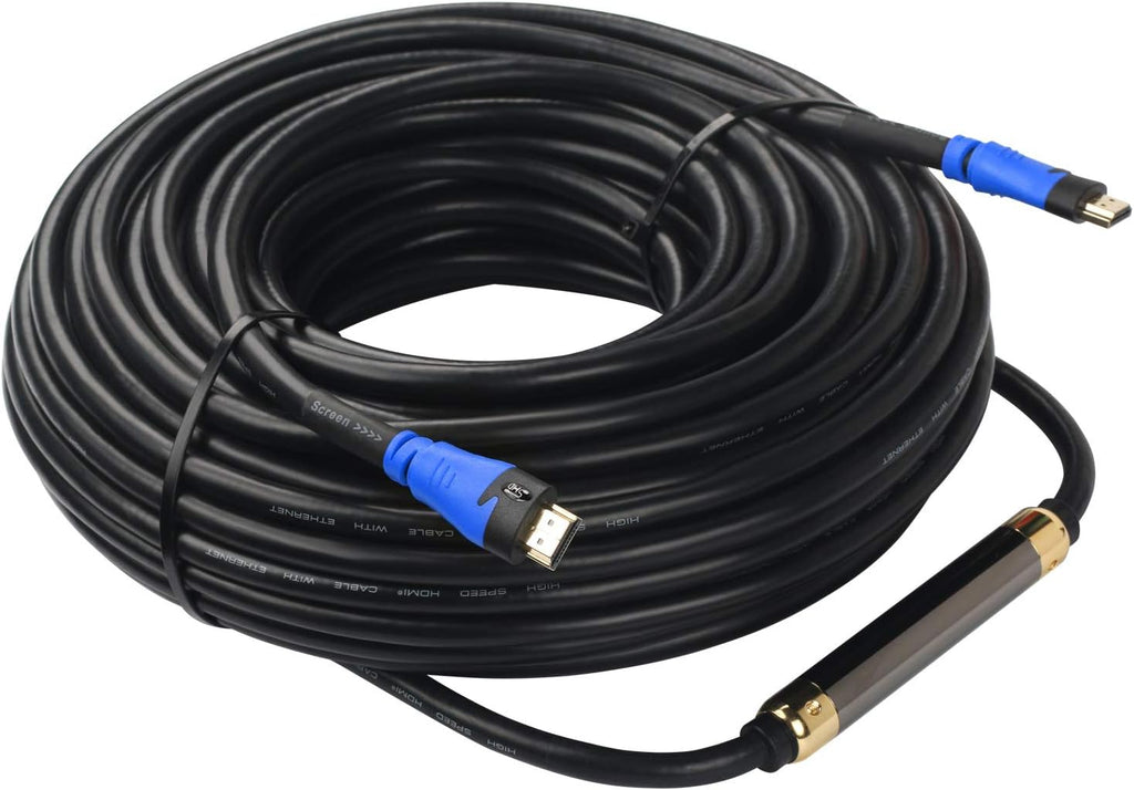 HDMI Cable 100 Feet with Signal Booster, CL3 Rated Black, Pack of 2 R57293