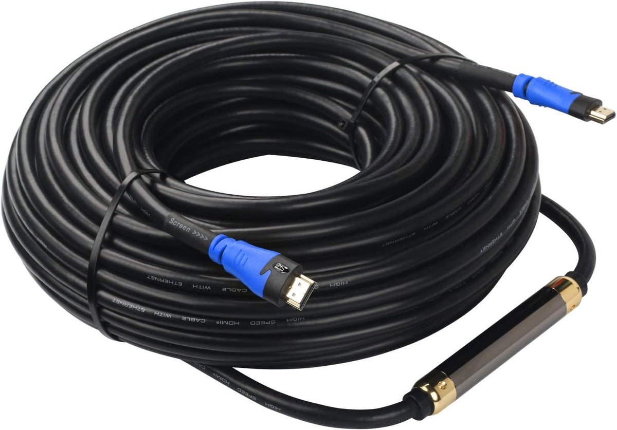 HDMI Cable 100 Feet with Signal Booster, CL3 Rated Black, Pack of 2 R57293