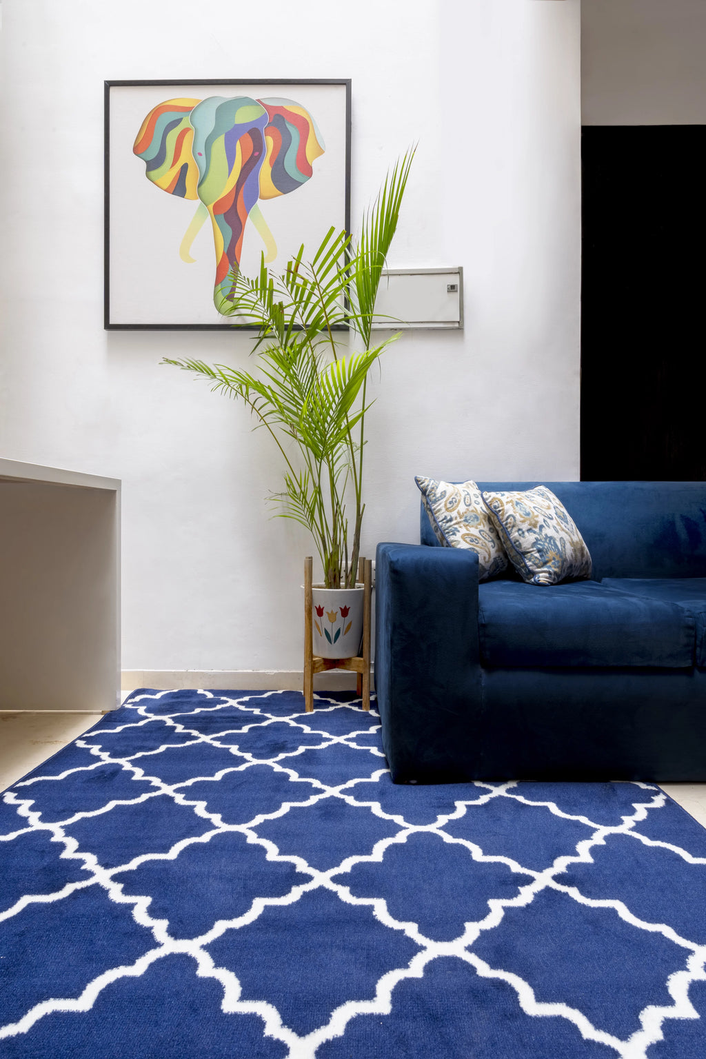 Blue Modern Geometric Area Rug S7494