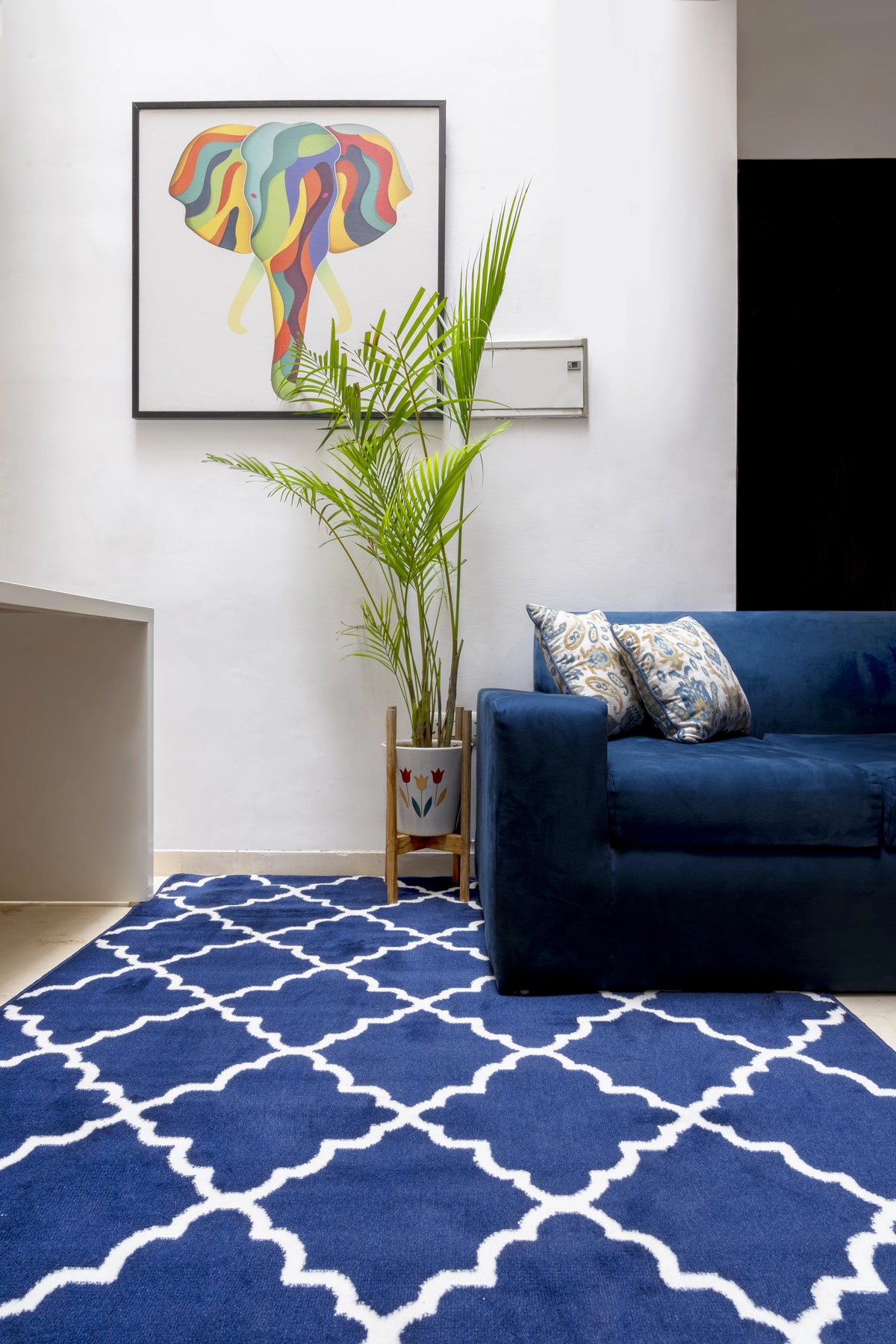 Blue Modern Geometric Area Rug S7494