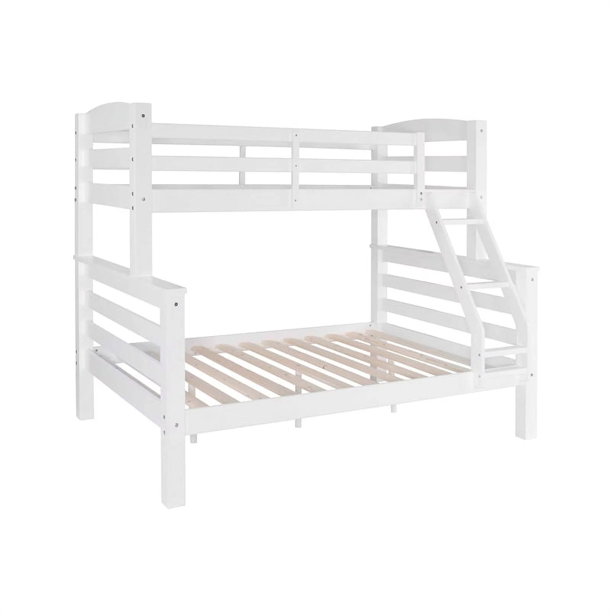 White Wood Twin over Full Bunk Bed L764