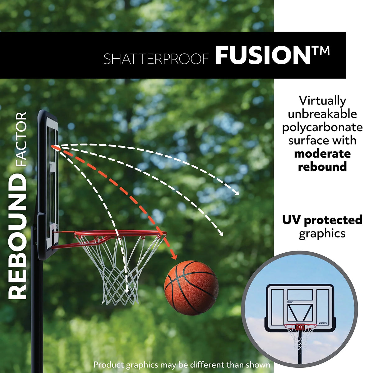 Adjustable Inground Basketball Hoop 50 inch Polycarbonate X808099