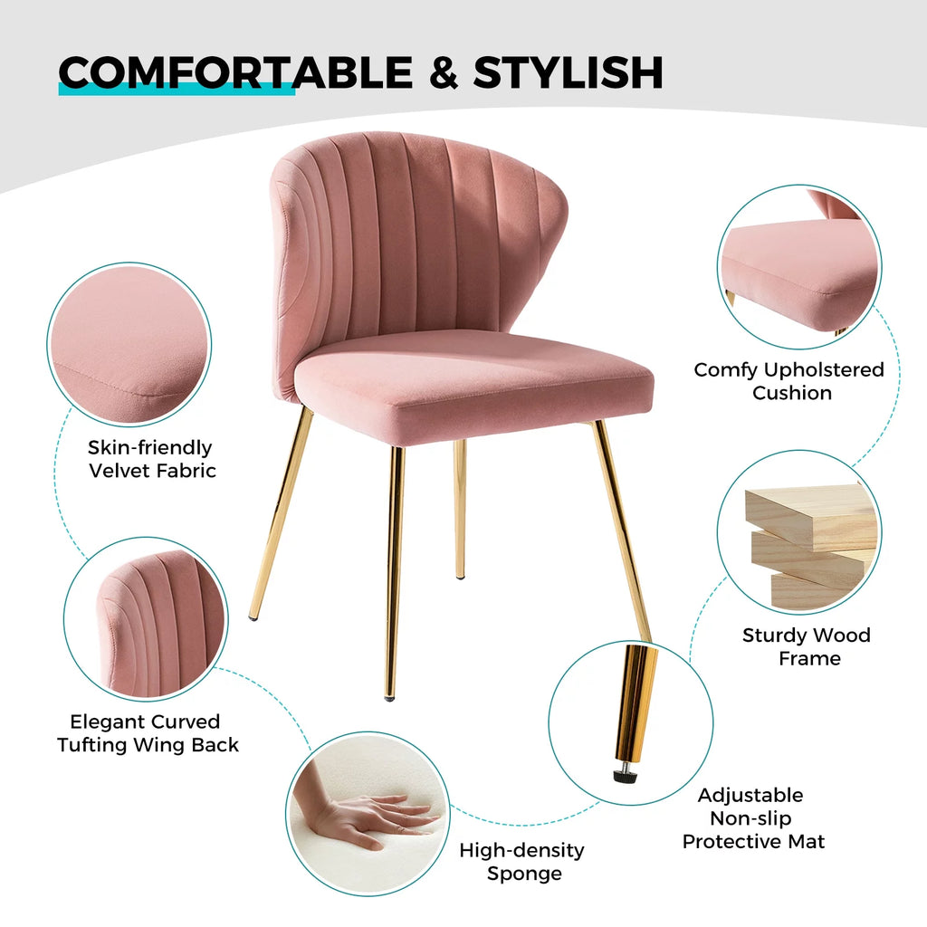 Pink Velvet Upholstered Accent Side Chair O829