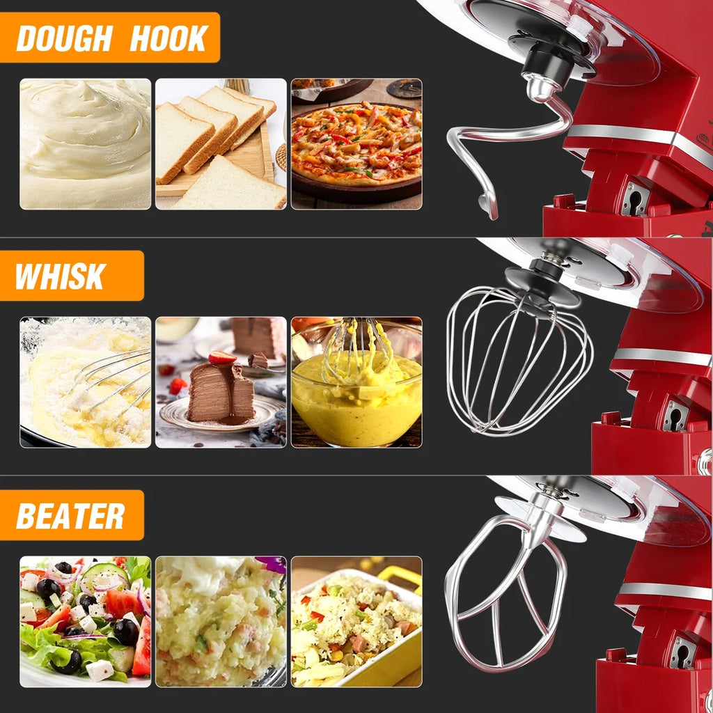 Tilt-Head Stand Mixer 5.2QT 600W 6 Speeds Red S874