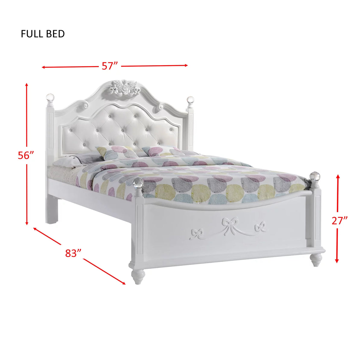 White 3 Piece Full Bedroom Set K5345
