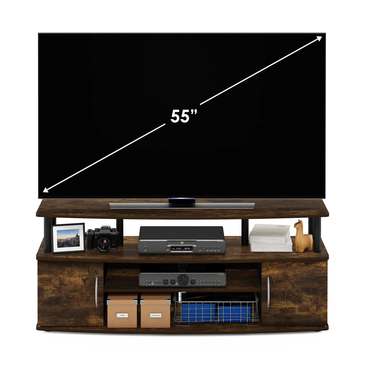 Large Entertainment Center for 55-IN TV, Amber Pine/Black N296785