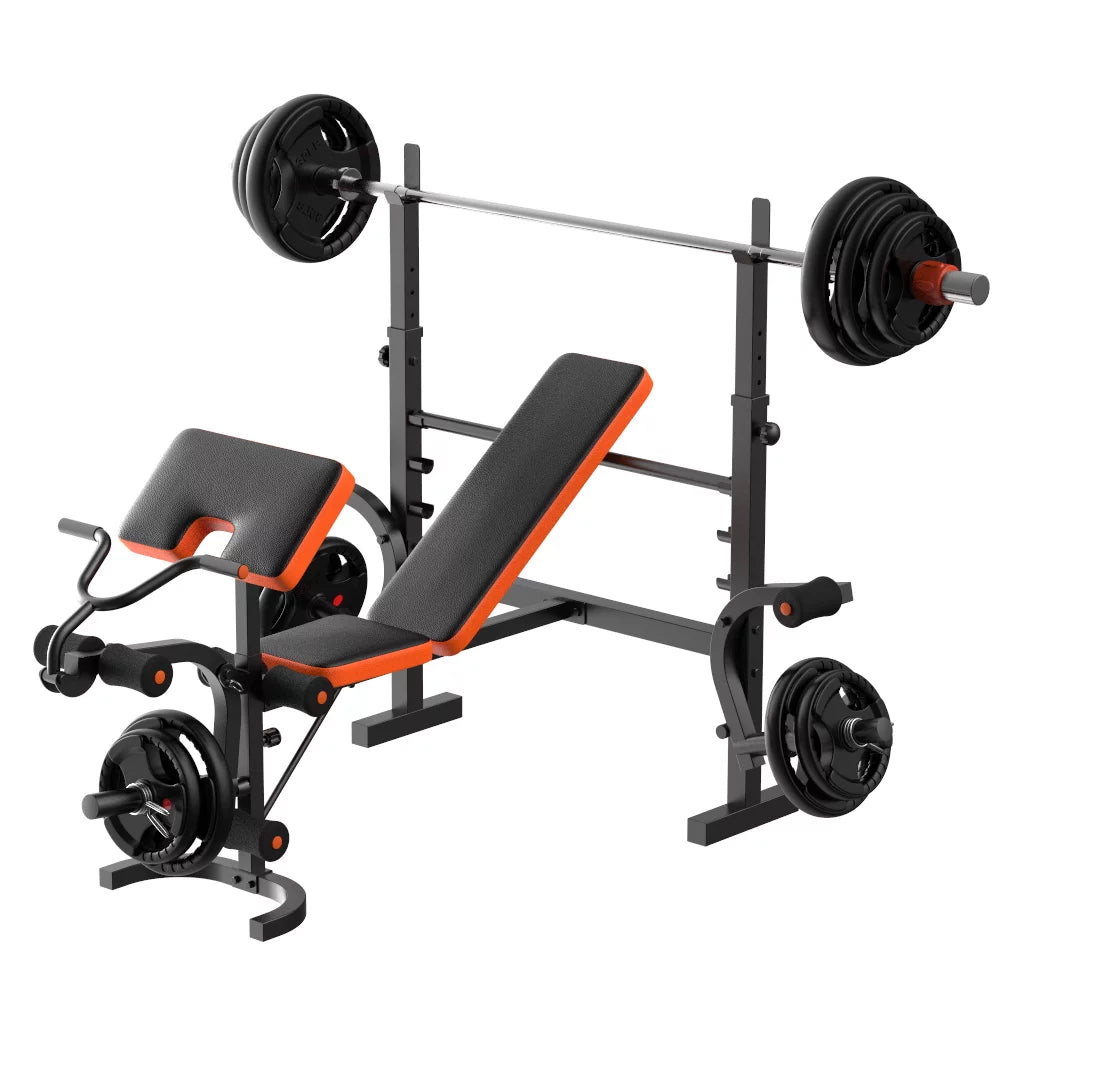 Adjustable Weight Bench with Barbell Rack and Leg Developer L3749