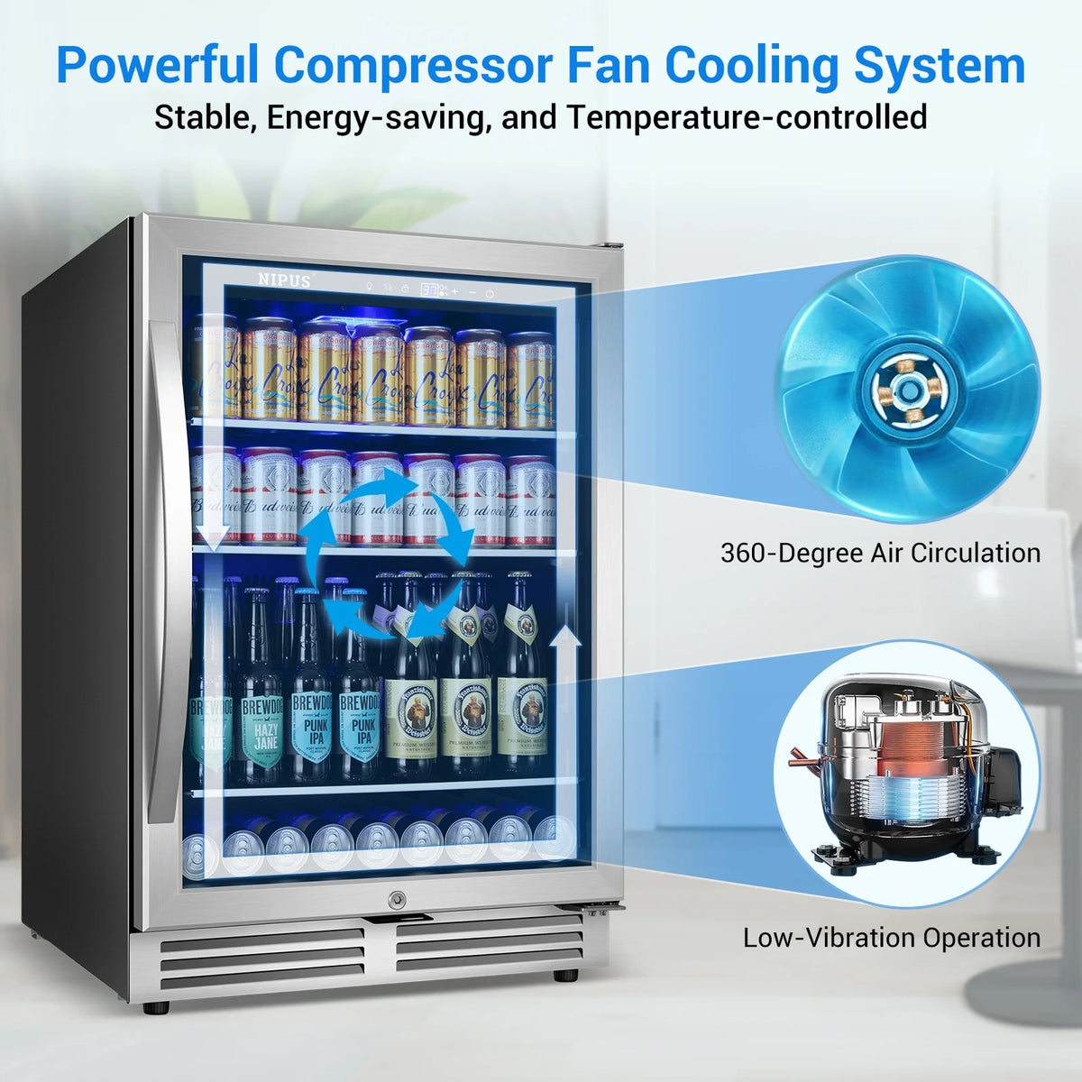 24 inch 140 Can Beverage Refrigerator Cooler Q570