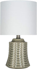 Grey Ceramic Accent Table Lamp with Linen Shade J6983