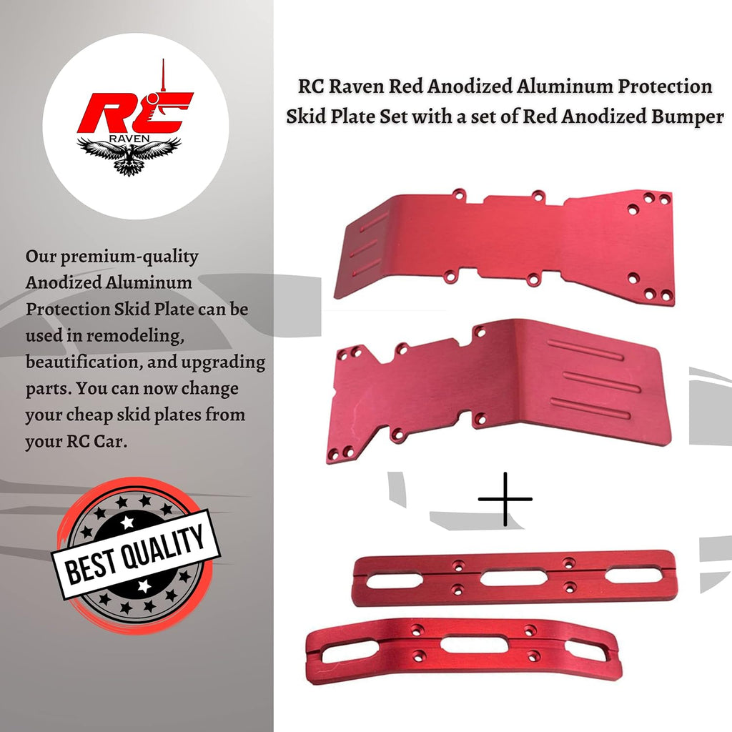 Red Anodized Aluminum Skid Plate and Bumper Set for RC Car, Pack of 2 N723514