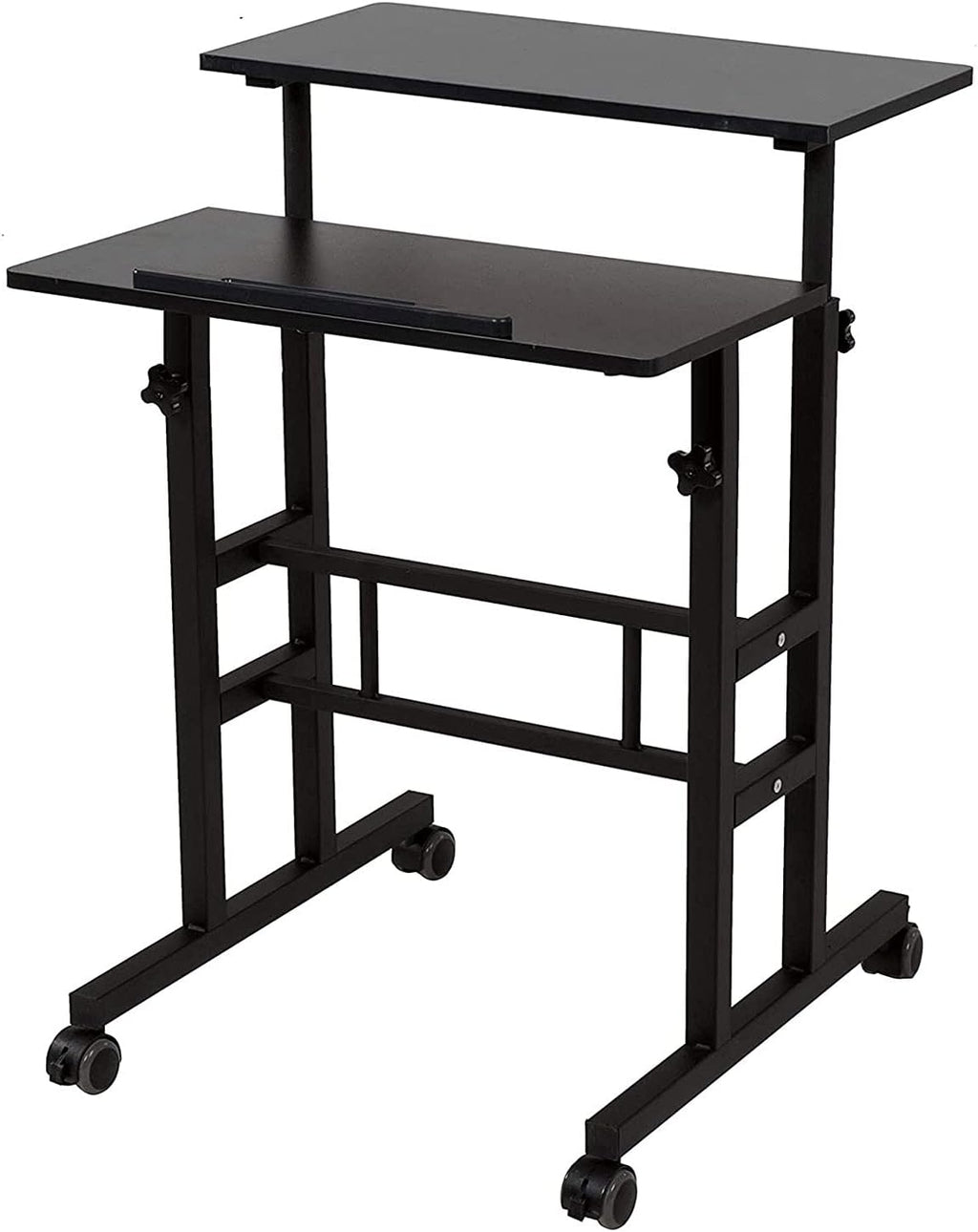 Oak Height Adjustable Standing Desk with Carpet Wheels B624841