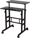 Oak Height Adjustable Standing Desk with Carpet Wheels B624841