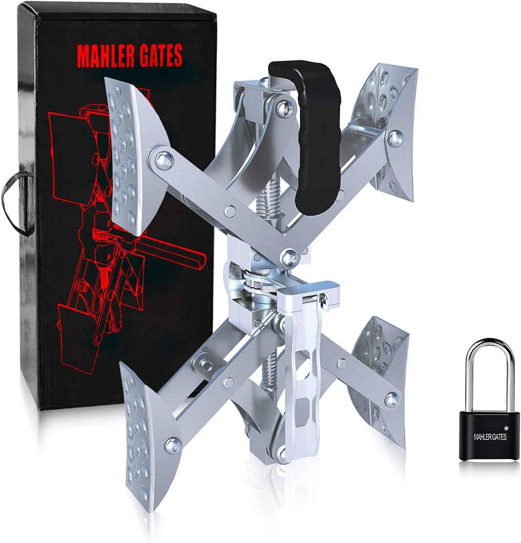 X-Shaped Wheel Chock Stabilizer with Integrated Wrench & Anti-Theft Code Locked, Pack of 2 R71159