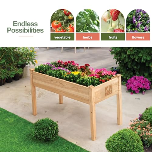 Natural Cedar Wood Elevated Raised Garden Bed 48x24x30 C35336