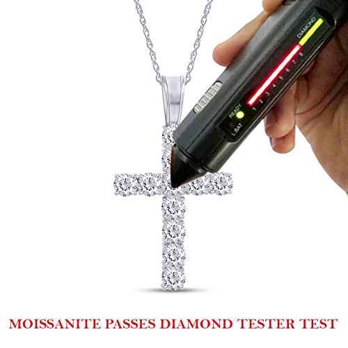 1/3 Round Cut Lab Created Moissanite Diamond Cross Tennis Pendant Necklace 14k Gold Over Sterling Silver Jewelry With 18" Chain J7166