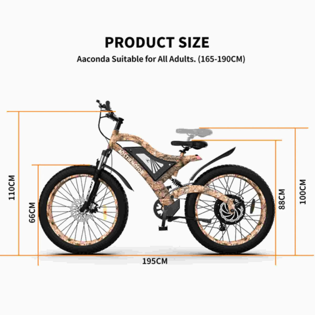 1500W Electric Bike Fat Tire 48V 15AH Removable Lithium Battery R88455