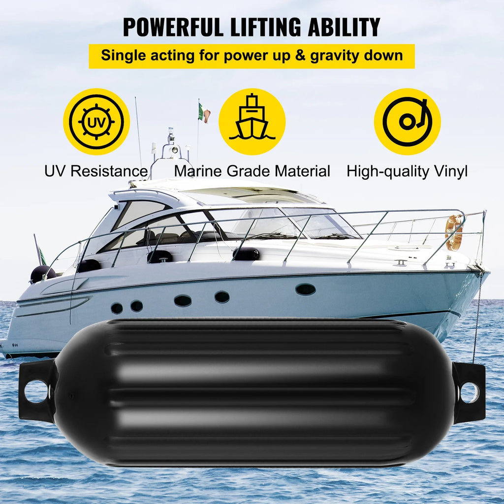 Black Boat Fender Bumper Pack of 4, 8 x 27 inches B730081
