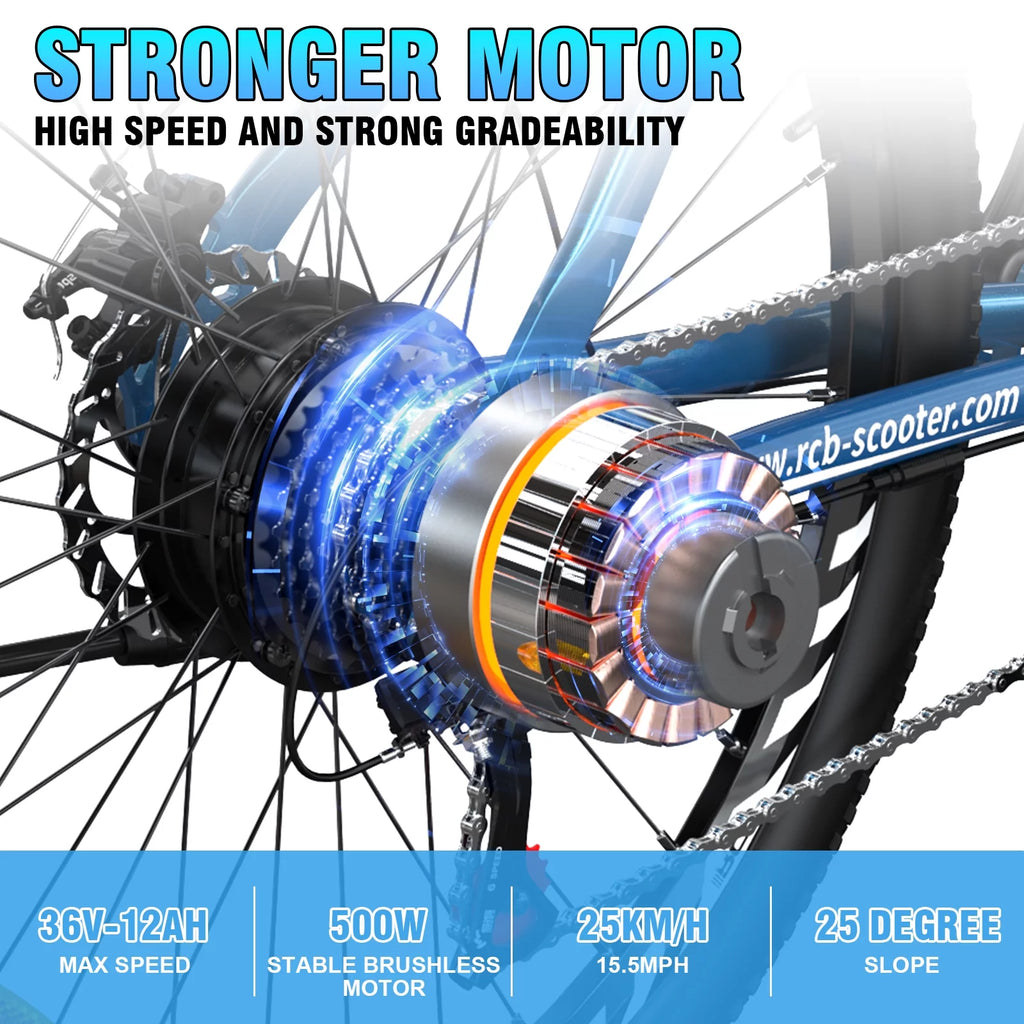 500W 26 Electric Mountain Bike with 36V 12 Ah Removable Lithium-Ion Battery X48165