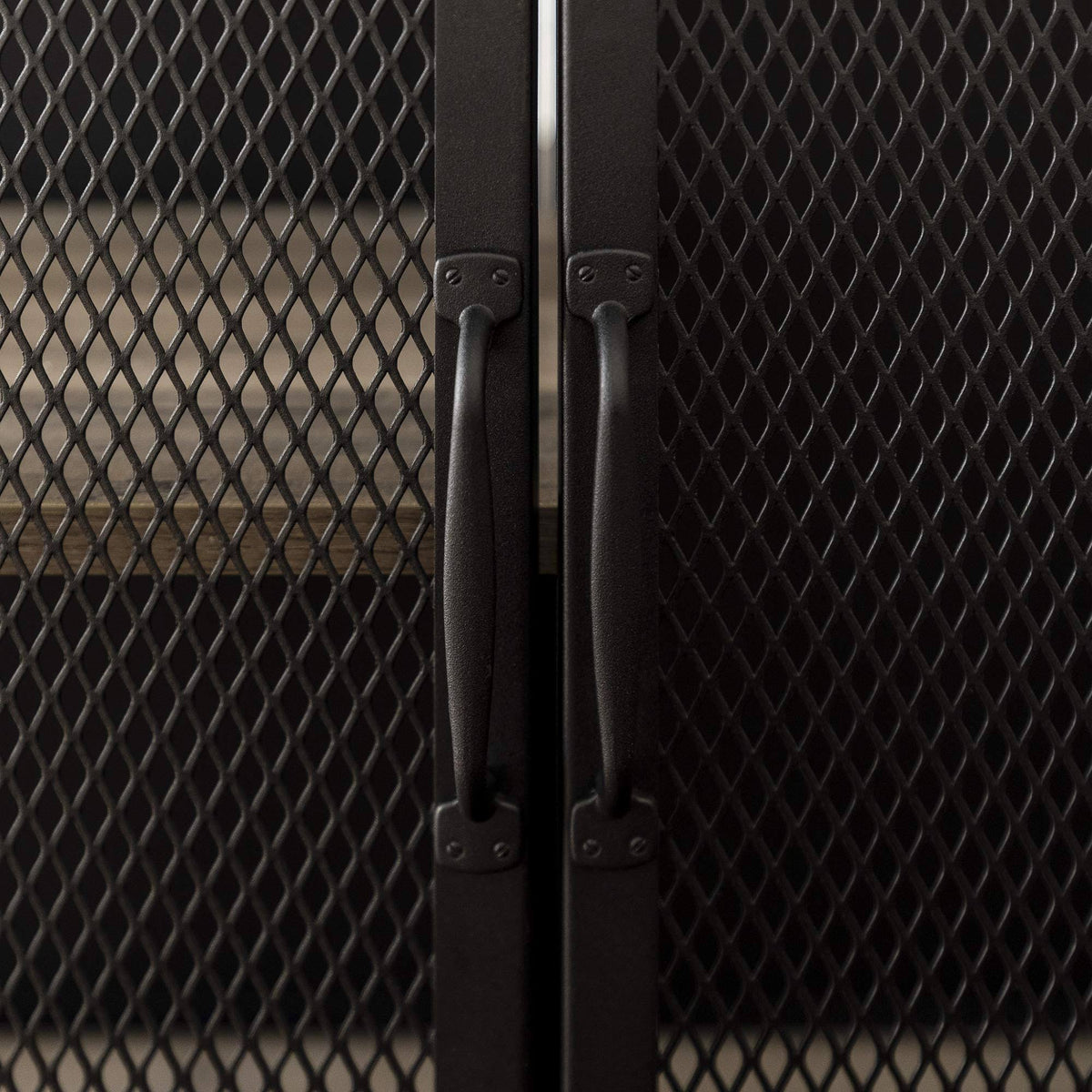 33 inch Grey Wash Bar Cabinet with Metal Mesh F25571