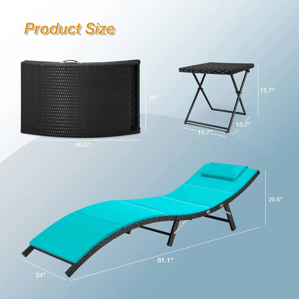 Blue Outdoor Chaise Lounge Chair Set F24232