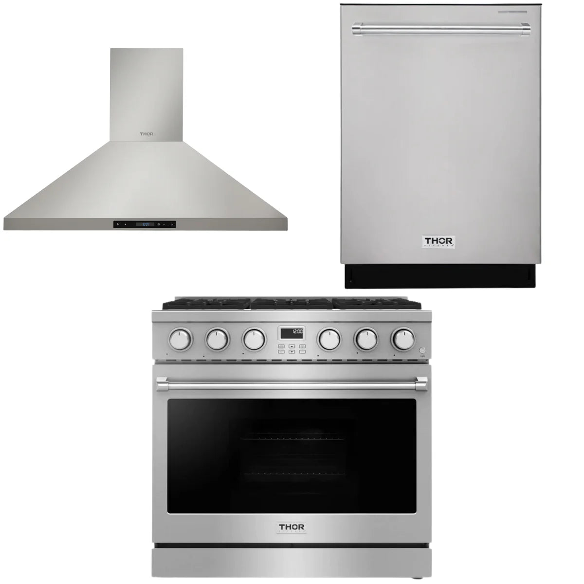 36 Gas Range, Range Hood and Dishwasher J19571