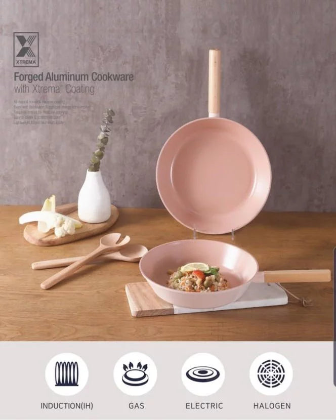 11" Nonstick Pink Wok with Wood Handle U693