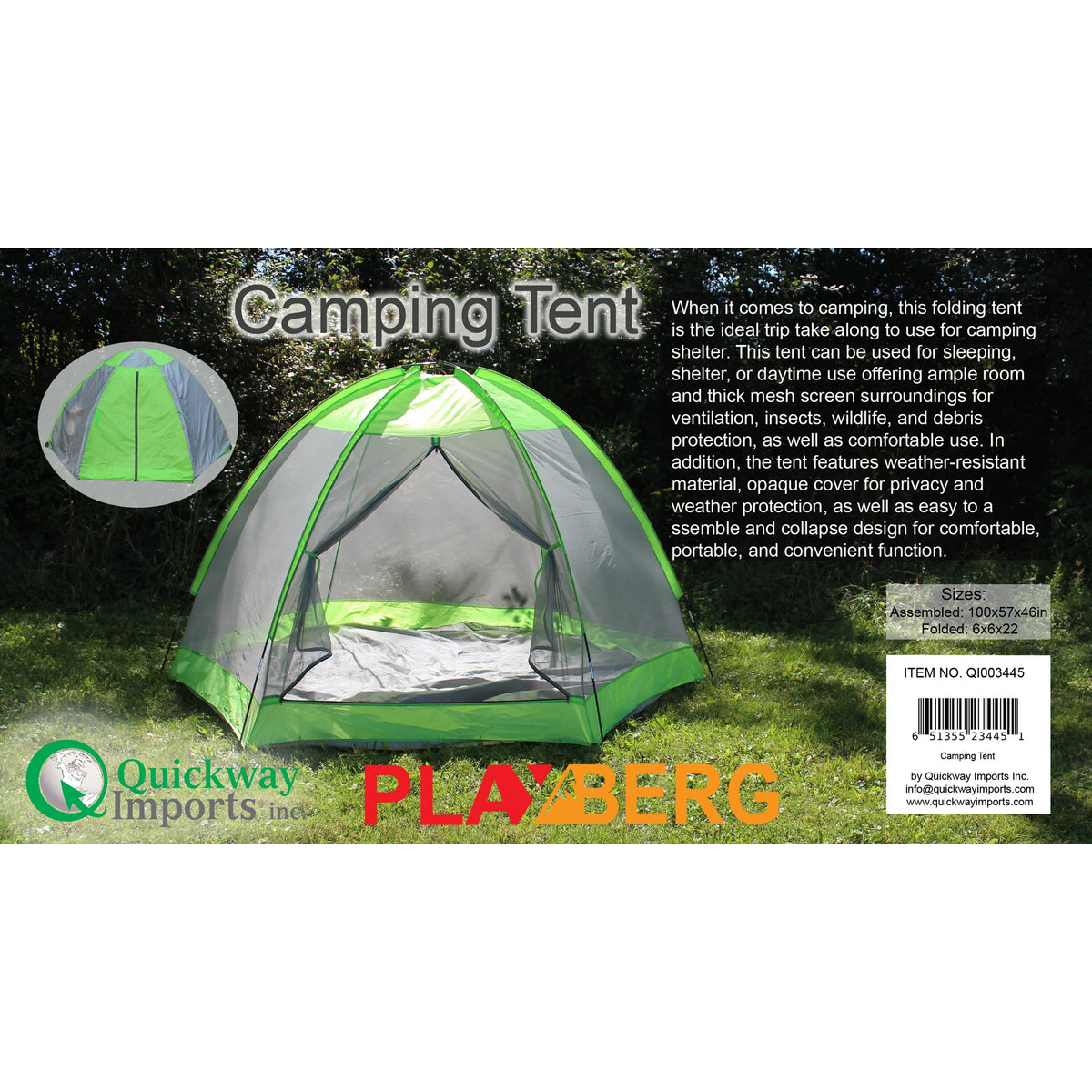 Camping Folding Tent with Screen Exterior N1535