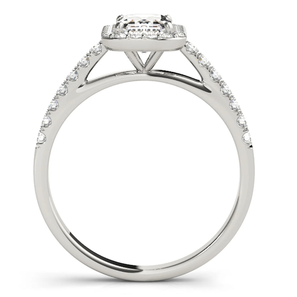 14K White Gold Halo Engagement Ring F9177