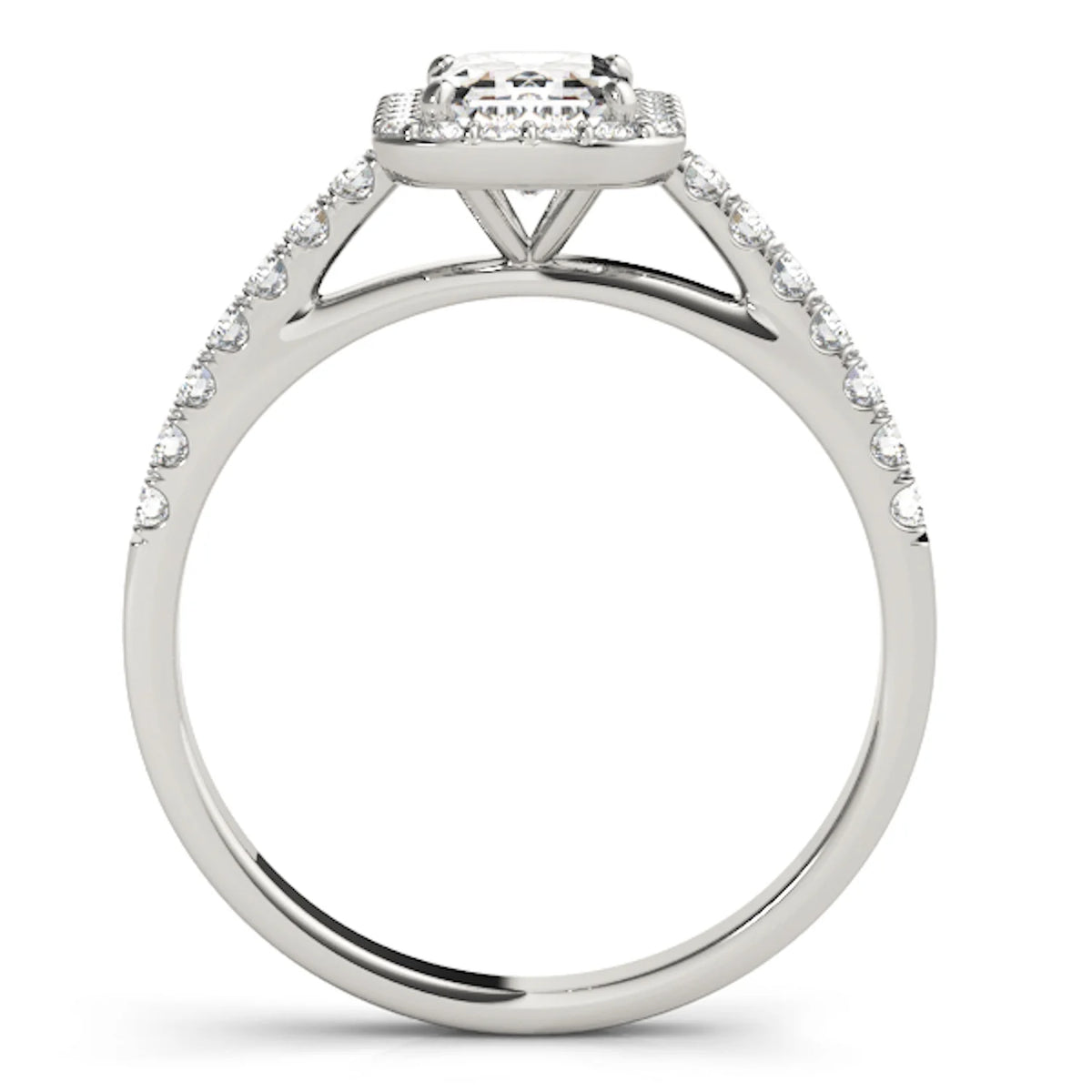 14K White Gold Halo Engagement Ring F9177