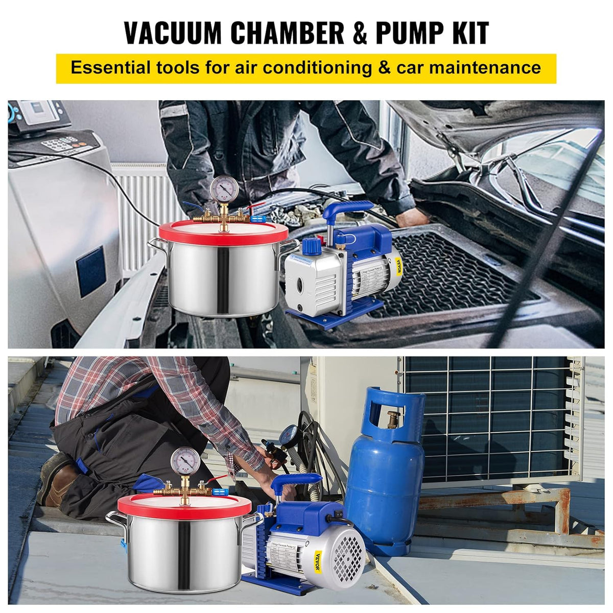 1.5 Gallon Stainless Steel Vacuum Chamber Kit with 2.5 CFM Vacuum Pump B69299