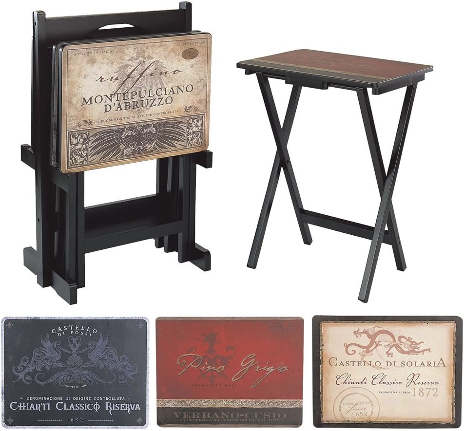 Farmhouse TV Trays with Stand, Set of 4 M9289